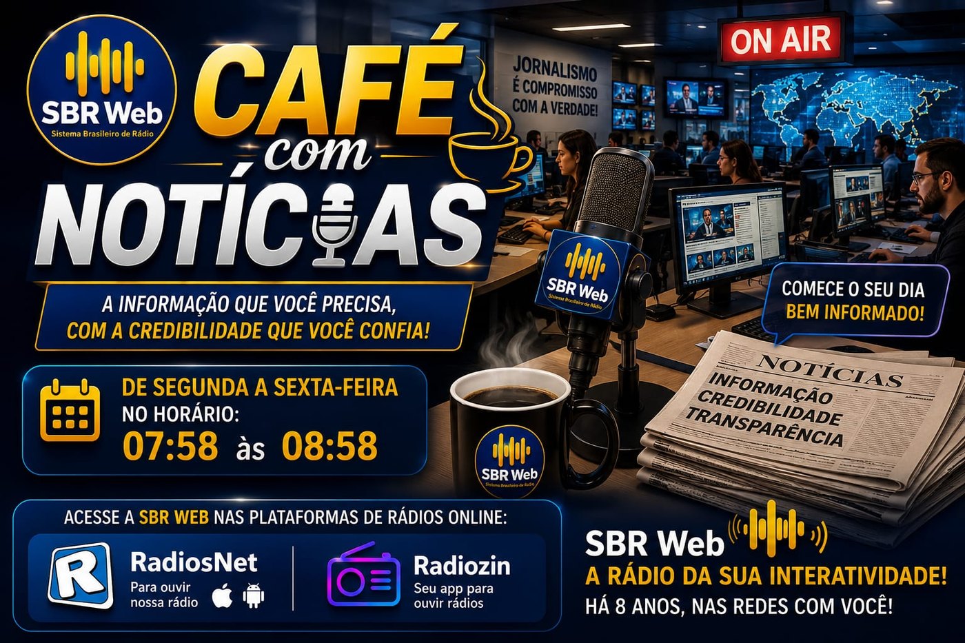 Café com Notícias — jornalismo diário na SBR Web