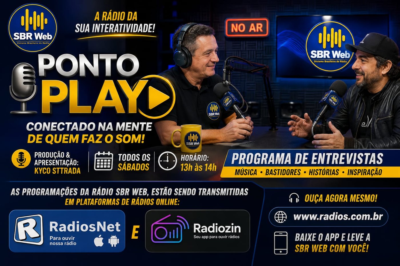 Programa Ponto Play, programa de entrevistas com Kyco Sttrada, na SBR Web